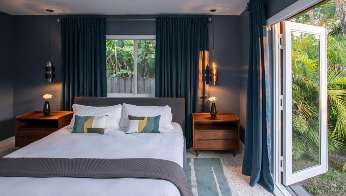 moody blue bedroom contemporary miami darla powell interior design pendants sexy