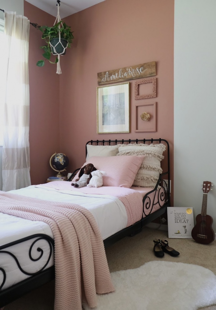 darla powell miami interior design firm little girl's bedroom pink beige boho soft textures color block