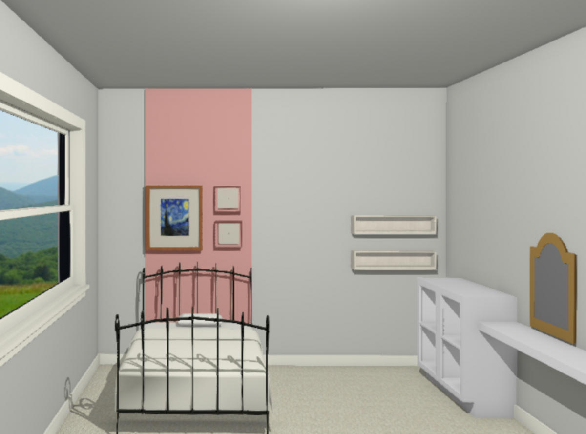 darla powell miami interior design firm little girl's bedroom 3d rendering color block pink